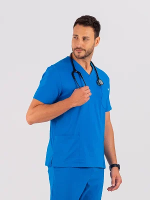 Medicinska bluza SuperStretch petrolej boje – rastezljiva i udobna za medicinsko osoblje, brenda BTS medicinskih uniformi